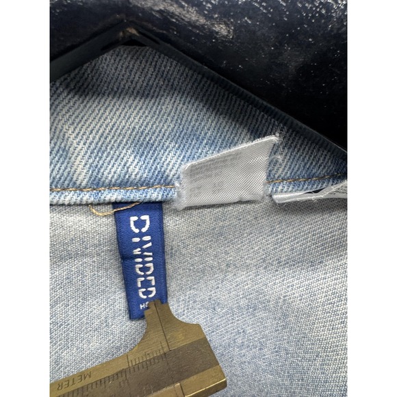 MTV Jacket Mens‎ XL Light Wash Denim Trucker Graphic Painted Sleeves H&M Divided - Picture 13 of 16